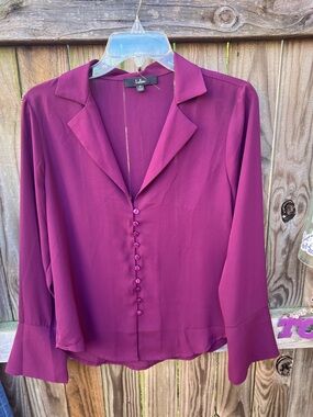 👗Lulus Plum Button-Front Blouse
